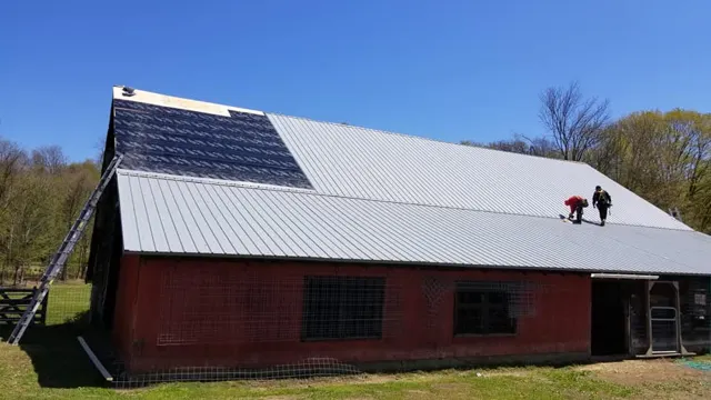Barn with a new metal roof